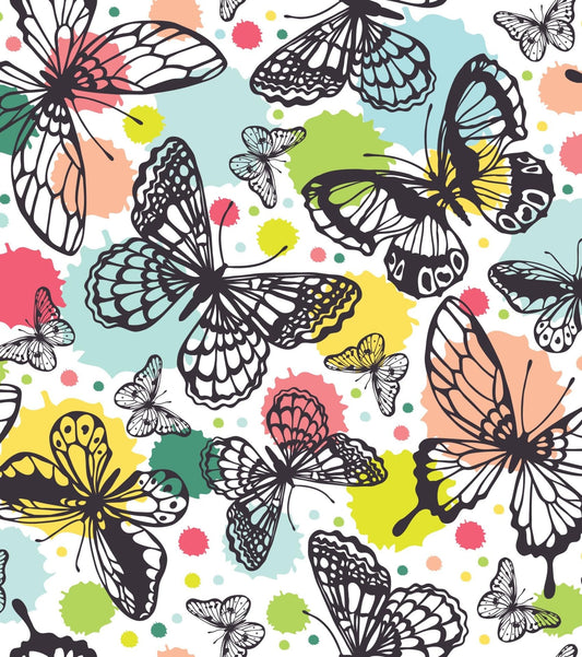 Butterfly & Polka Dot Abstract Pattern Edible Image Photo Cake Topper For Quarter Sheet Cake
