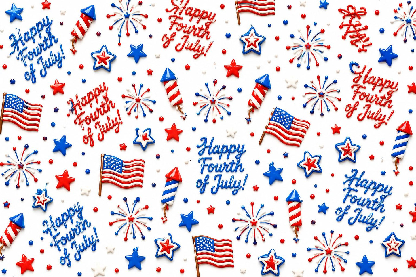 Happy 4th of July Pattern Edible Image Photo Cake Border Strips 3 Pre Cut Strips Per Sheet 2.6″ x 10.5"
