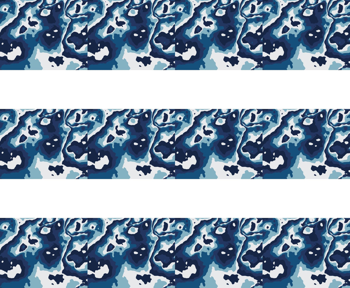 Blue Military Camouflage Pattern Edible Image Cake Border Strips, by Party Poppin Cake Toppin. (1 Count)