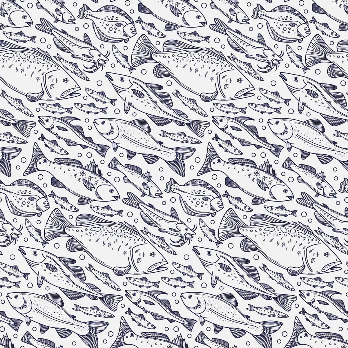 Hand Drawn Fish Pattern Edible Image Cake Border Strips, by Party Poppin Cake Toppin. (1 Count)