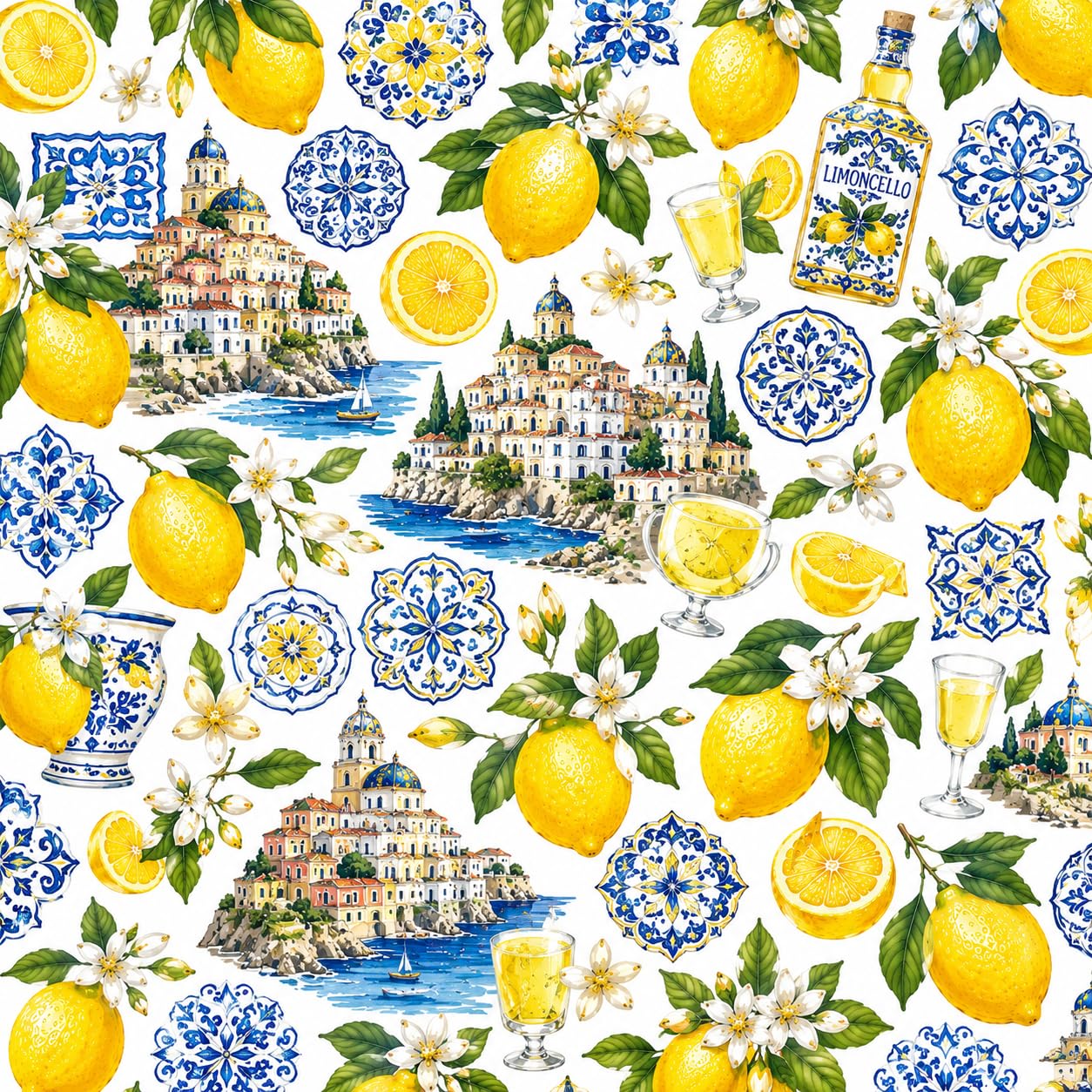 Italian Summer Theme Pattern Edible Image Photo Cake Border Strips 3 Pre Cut Strips Per Sheet 2.6″ x 10.5"