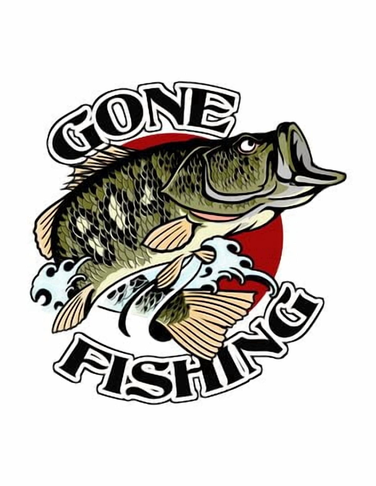 Bass Gone Fishing Birthday Edible Icing Image Cake Topper, by Tnct.