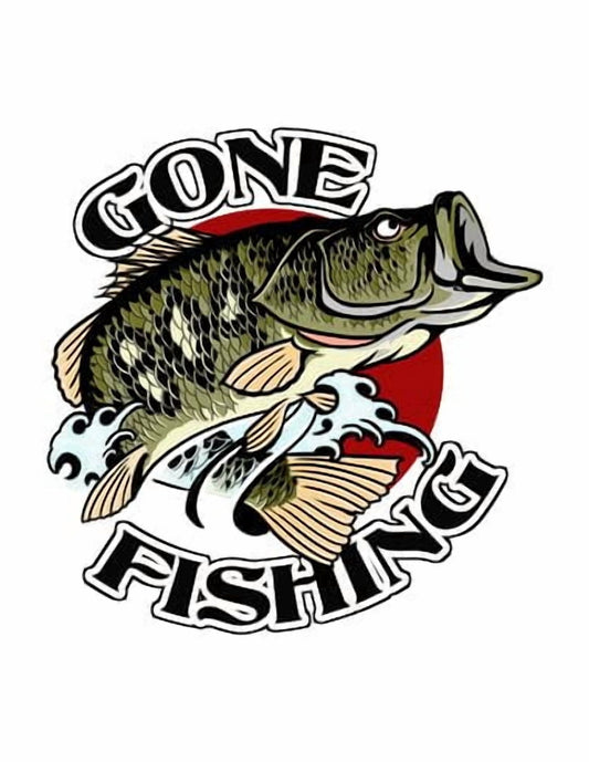 Bass Gone Fishing Birthday Edible Icing Image Cake Topper, by Tnct.