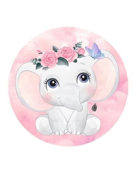 Pink Baby Shower Elephant Edible Icing Image Cake Topper, by Tnct.