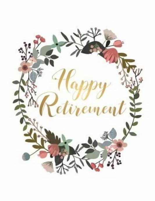 Happy Retirement Floral Theme Edible Icing Image Cake Topper, by Tnct.