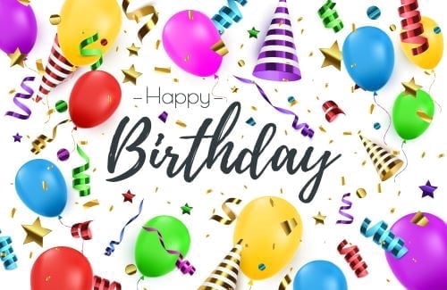 Colorful Happy Birthday Design with Balloons & Confetti Edible Icing Image Cake Topper, by Tnct.