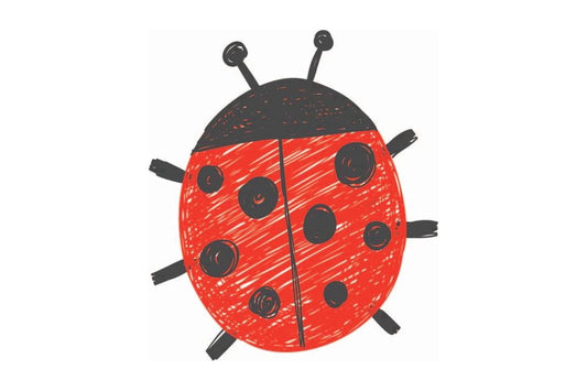 Crayon Drawn Red & Black Ladybug Themed Birthday Edible Icing Image Cake Topper, by Tnct.