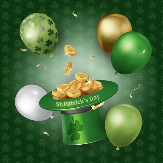 Happy St.Pattys Day & Leprechaun Hat Filled with Gold Design Edible Icing Image Cake Topper, by Tnct.