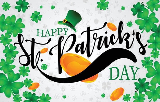 Happy St. Pattys Day with Four Leaf Clover & Leprechaun Hat Edible Icing Image Cake Topper, by Tnct.