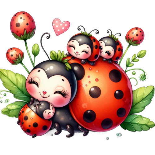 Ladybug with her Babies Themed Birthday Edible Icing Image Cake Topper, by Tnct.