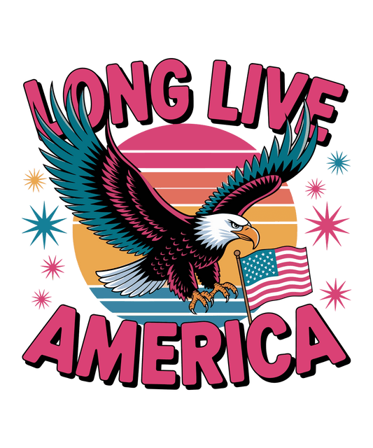 Long Live America Eagle Flying USA Theme Edible Icing Image Cake Topper, by Tnct.