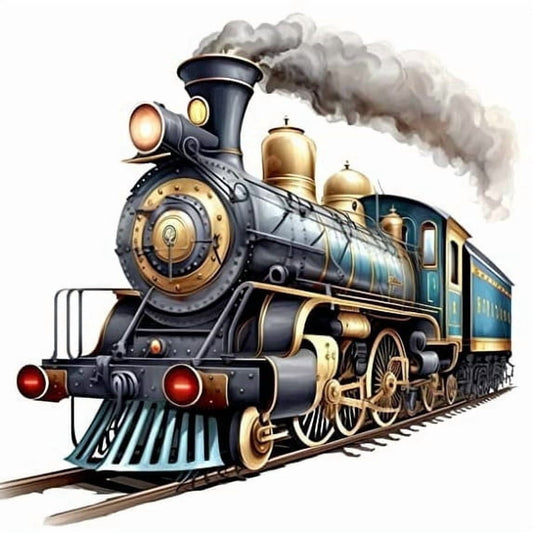 Steam Train on Rail #5 Happy Birthday Edible Icing Image Cake Topper, by Tnct.