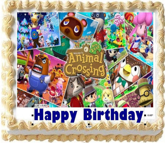 Animal Crossing Happy Birthday Image Edible Cake Topper Frosting Sheet