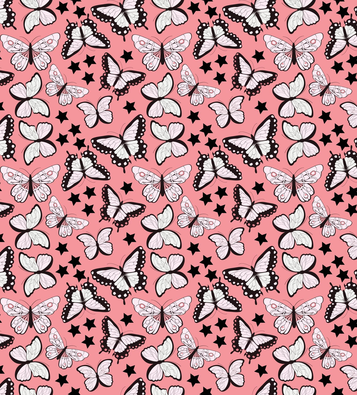 Butterfly & Stars Pink, Black & White Pattern Edible Image Photo Cake Topper For Half Sheet Cake