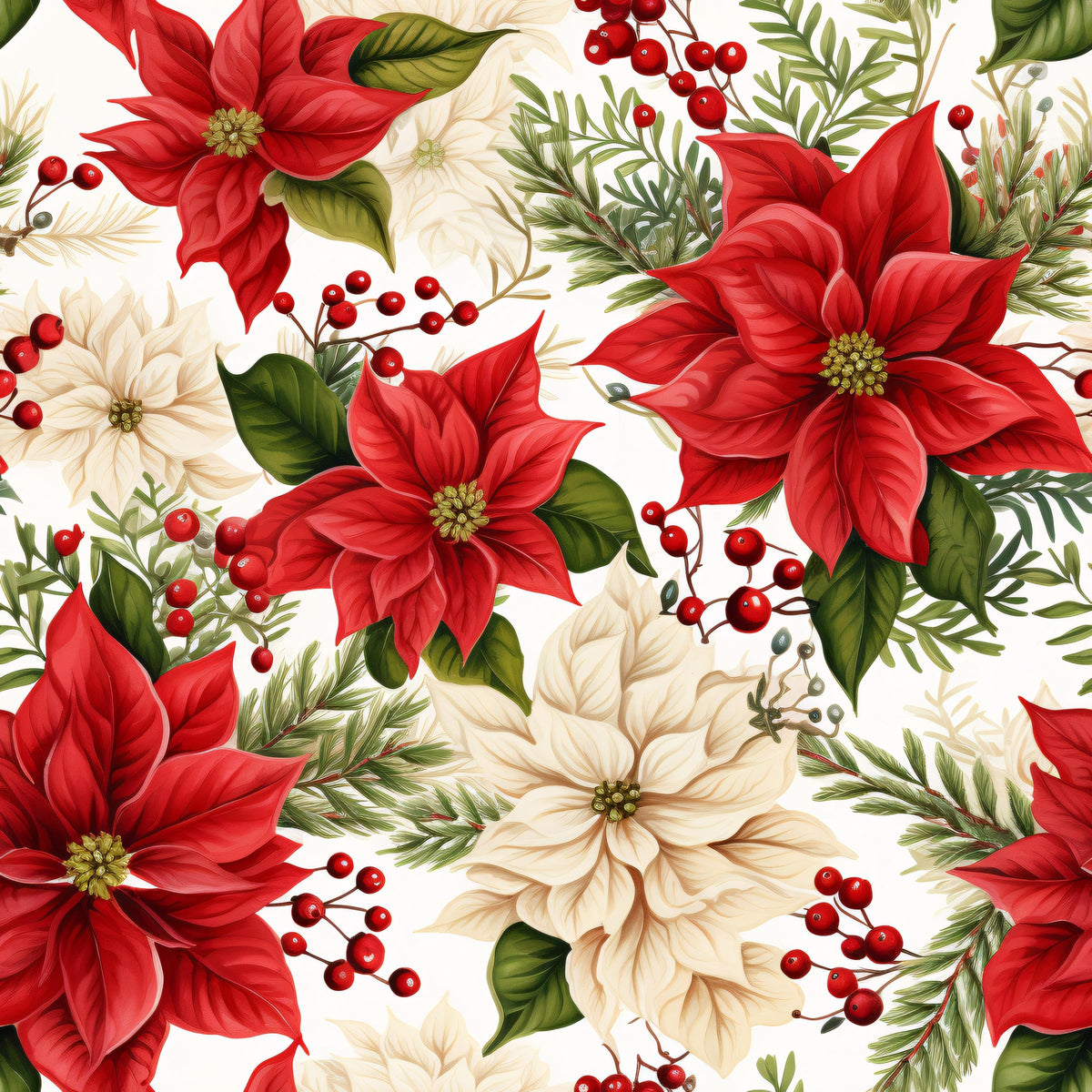 Watercolor Poinsettia Christmas Pattern On Edible Image Chocolate Transfer Sheet. Apply To Your Custom Chocolate Treats