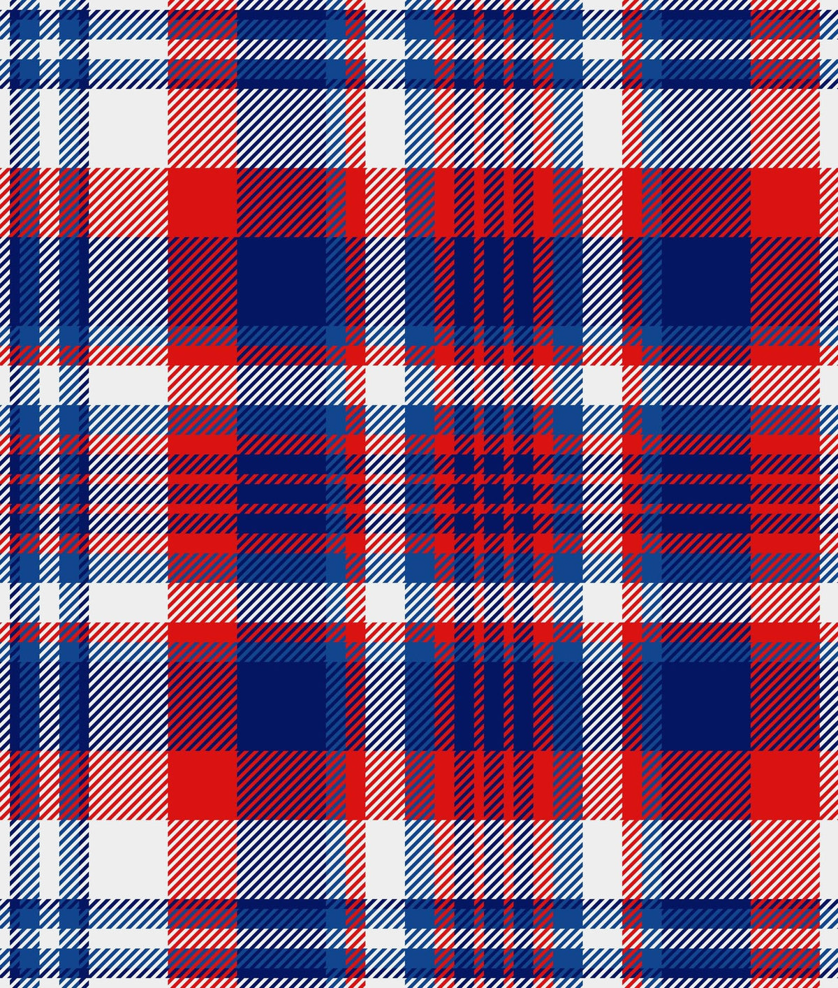 Red, White & Blue Tartan Plaid Pattern Edible Image Photo Cake Topper For Quarter Sheet Cake