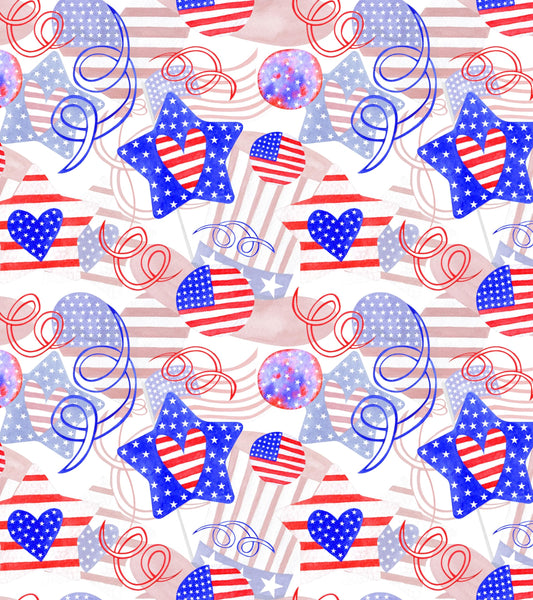 USA Flag Red, White & Blue Pattern Edible Image Photo Cake Topper For Quarter Sheet Cake