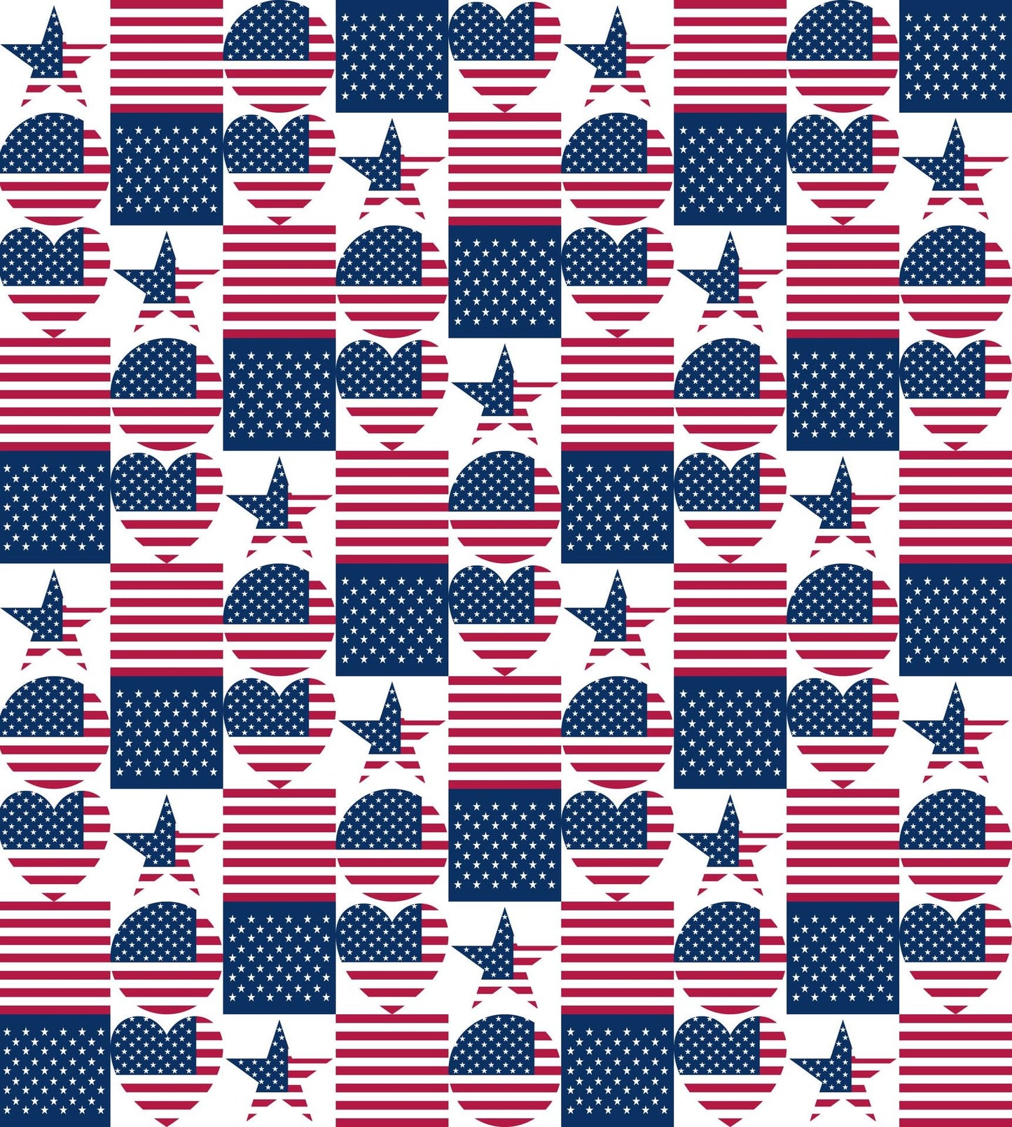 United States Flag with Hearts & Stars Checkered Pattern Edible Image Photo Cake Topper For Quarter Sheet Cake