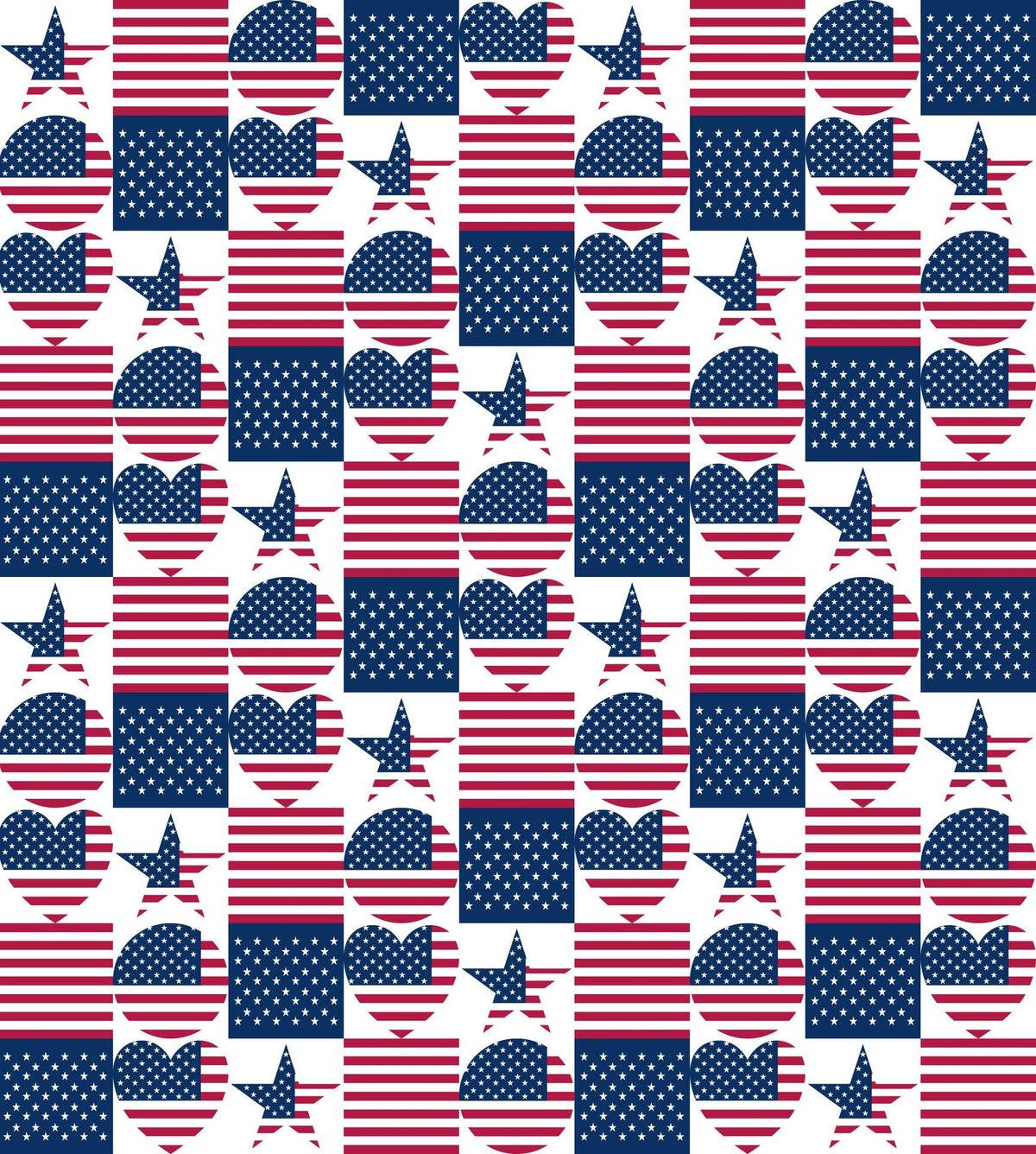 United States Flag with Hearts & Stars Checkered Pattern Edible Image Photo Cake Topper For Half Sheet Cake