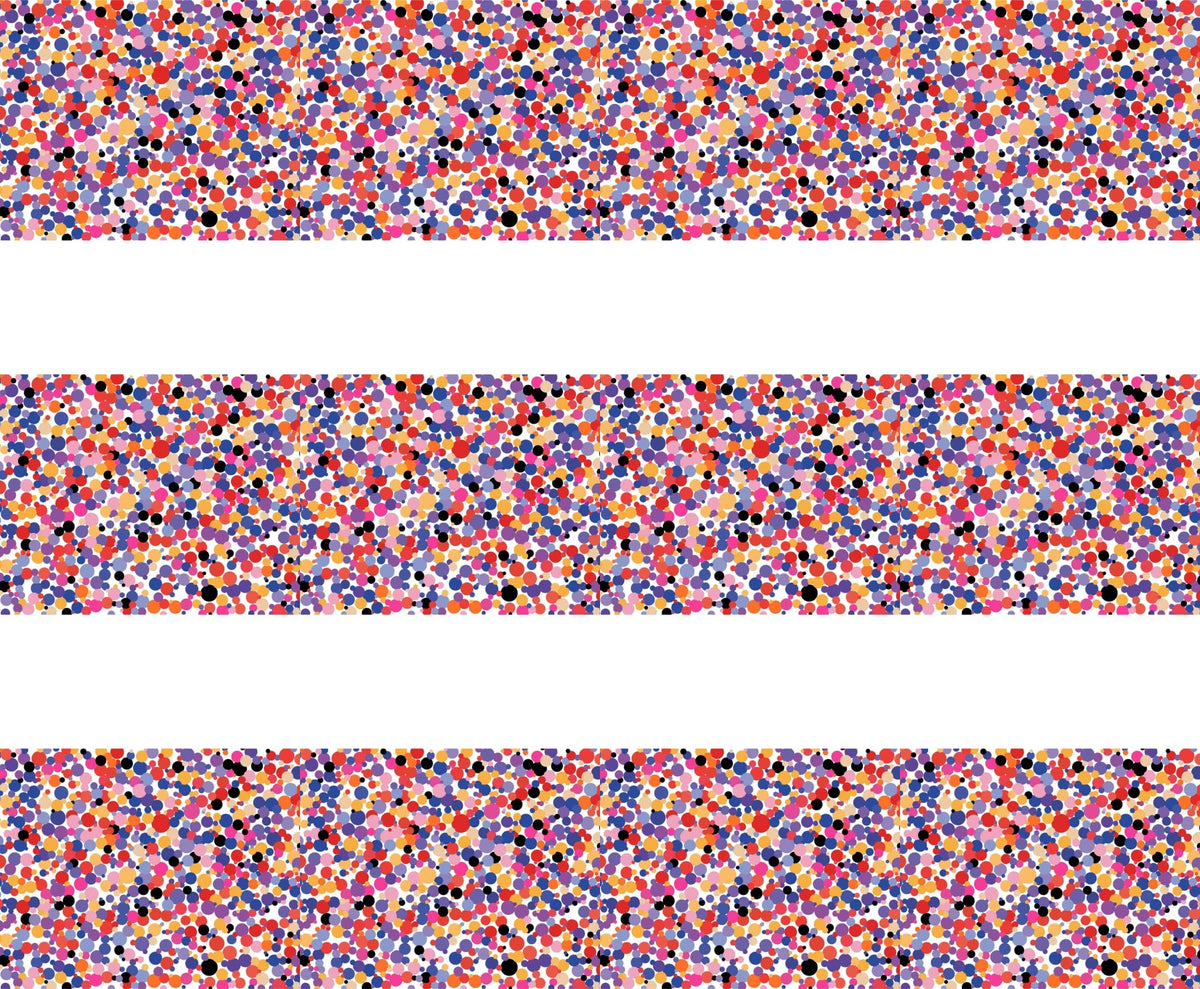Colorful Confetti Pattern Edible Image Cake Border Strips, by Party Poppin Cake Toppin. (1 Count)