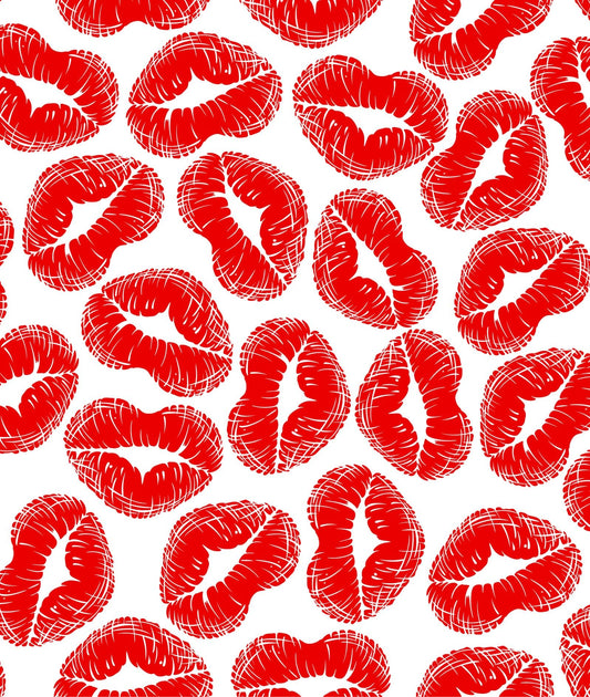 Red Heart Shaped Kissy Lips Pattern Edible Image Photo Cake Topper For Half Sheet Cake