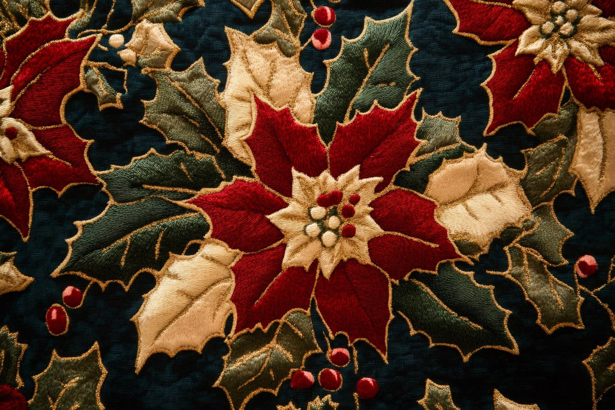 Embroidered Poinsettia Edible Image Chocolate Transfer Sheet