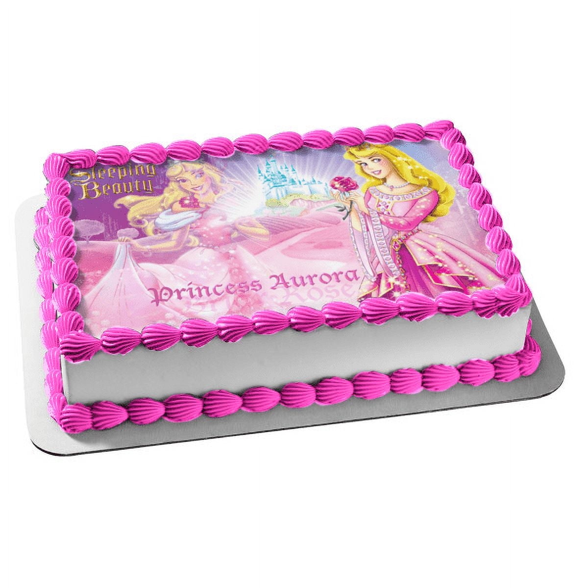 Princess Aurora Sleeping Beauty Happy Birthday Edible Image For Quarter Sheet Cake By TNCT
