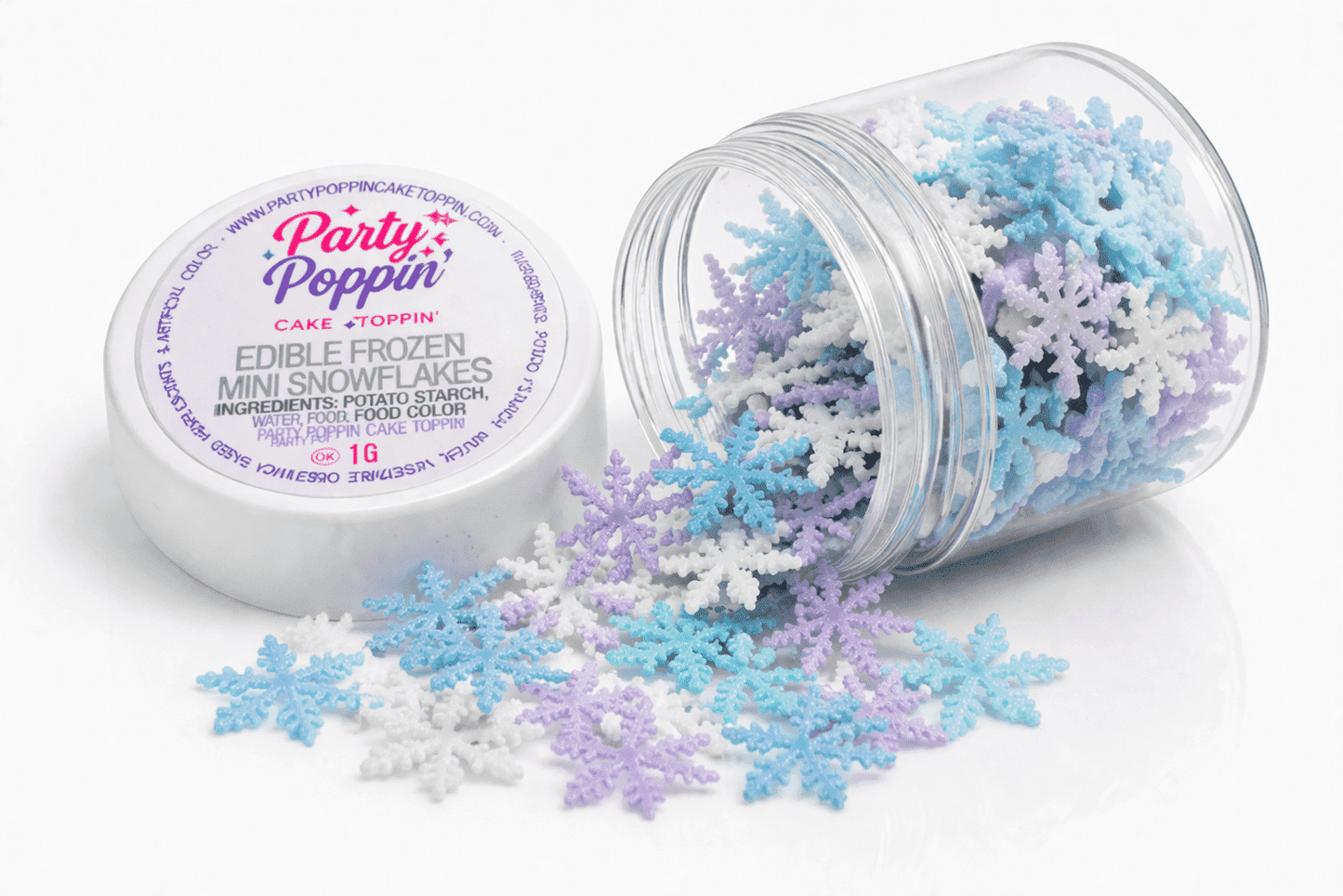 Adorable Miniature (1/2") Edible Frozen Theme Mini Snowflakes For Cakes, Cookies, Drink Rims, Hot Chocolate, Cupcakes & More