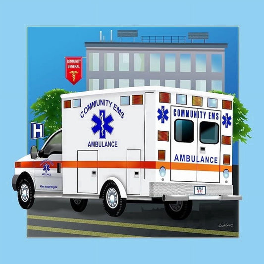 Ambulance first reponders Edible Image Icing Cake Topper for Quarter Sheet Cake, by Tnct.
