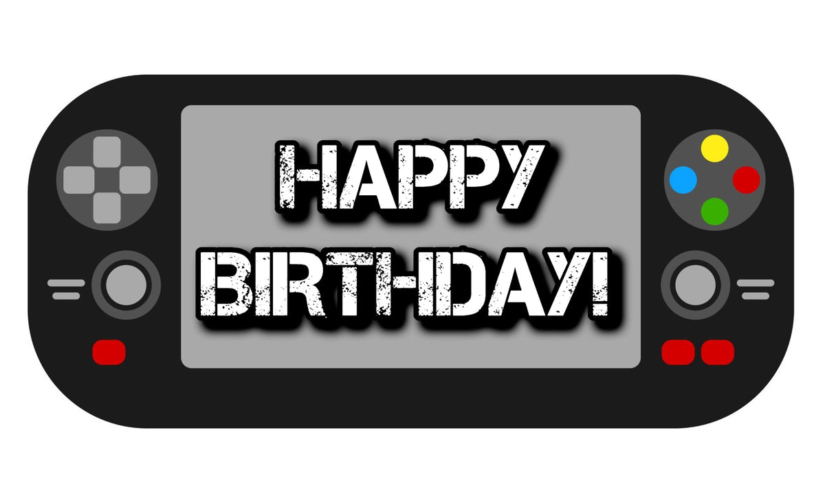 2" Pre-Cut Round Happy Birthday on Screen of Gamer Control Edible Image Cupake Toppers, by Tnct. (1 Count)