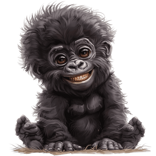 Baby Cartoon Gorilla with Cute Hair Edible Icing Image Cake Topper, by Tnct.
