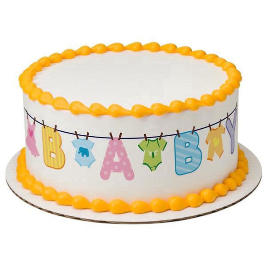 Baby Clothesline Edible Icing Image Cake Border Strips & Cake Toppers, by TNCT (3 Count)