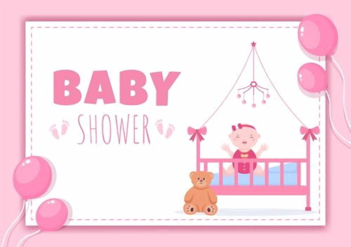 Baby Girl in Pink Crib & Teddy Bear Edible Icing Image Cake Topper, by Tnct.
