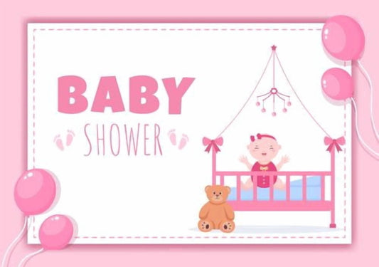 Baby Girl in Pink Crib & Teddy Bear Edible Icing Image Cake Topper, by Tnct.