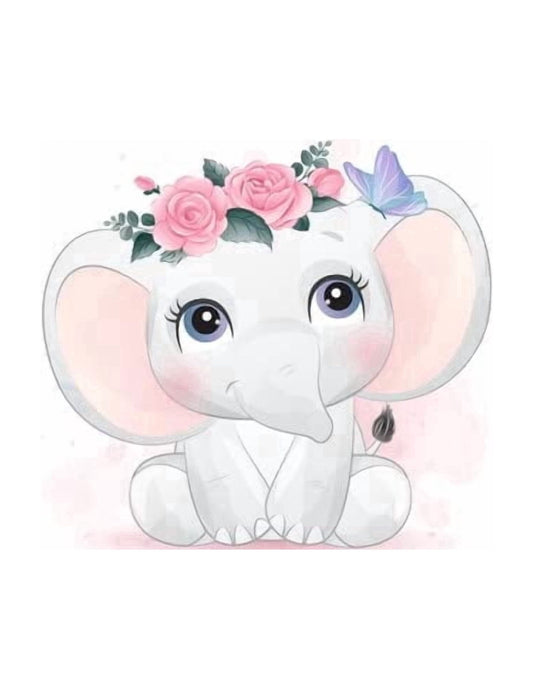 Baby Shower/Birthday Elephant with Pink Flowers Edible Icing Image Cake Topper, by Tnct.