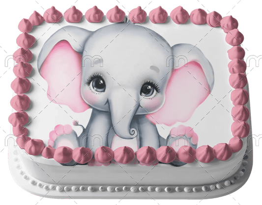 Baby Shower Elephant Edible Image Cake Topper for Half Sheet Cake, by Tnct. (1 Count)