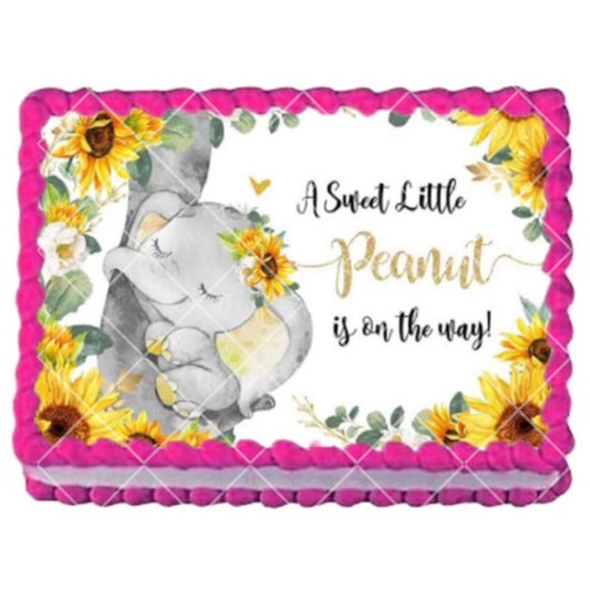 Baby Shower Sweet Peanut on the Way Edible Image Cake, Cupcake & Cookie Topper, by Tnct.