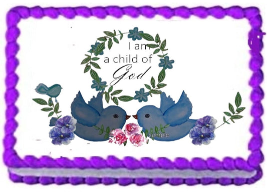 Child of God Edible Frosting Sheet Cake Topper for quarter sheet cake, by TNCT