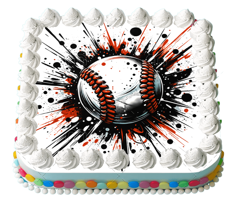 Baseball Theme Edible Image Cake Topper for Half Sheet Cake, by Tnct. (1 Count)