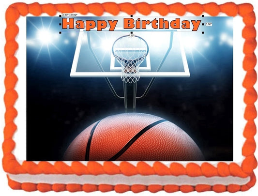 Basketball Birthday Edible Image Cake Topper, By Edible Cake Toppers