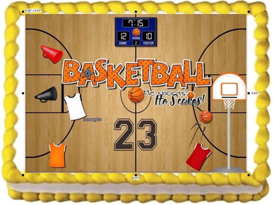 Basketball Hoops Birthday Image Edible Cake Topper Frosting Sheet