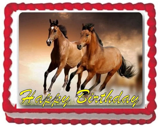 Beautiful Horses Image Edible Cake Topper Frosting Sheet