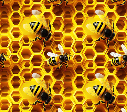 Bee & Honeycomb Pattern Edible Image Cake Topper for Half Sheet Cake, by Tnct. (1 Count)