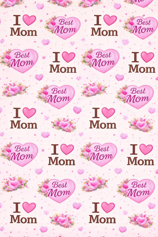 Best Mom I Love Mom Pattern Edible Image Cake Topper for Half Sheet Cake, by Tnct. (1 Count)