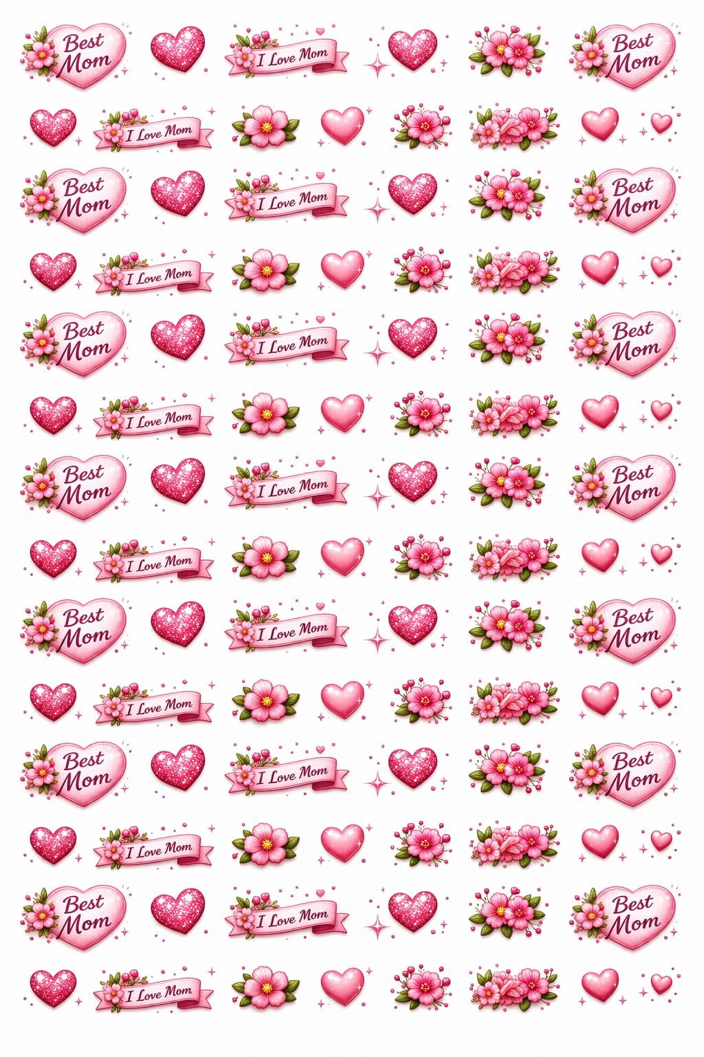 Best Mom Pattern Edible Image Cake Topper for Half Sheet Cake, by Tnct. (1 Count)
