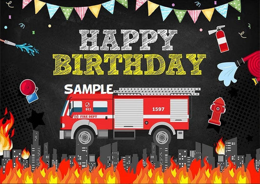 Birthday Fire Truck Cake Topper, by TNCT