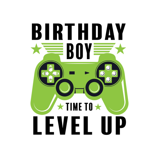 Birthday Boy Time to Level Up with Green Controller Gamer Edible Image Cake Topper for Half Sheet Cake, by Tnct. (1 Count)