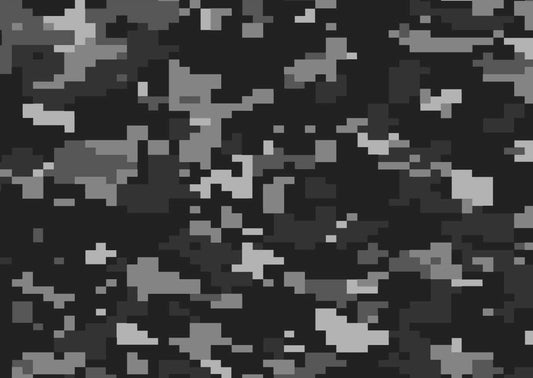 Black & Gray Pixelated Camoflauge Pattern Edible Icing Image Cake Topper, by Tnct.
