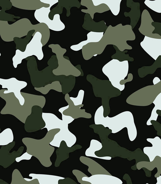 Black & Multiple Shades of Green Camoflauge Edible Icing Image Cake Border Strips & Cake Toppers, by TNCT (3 Count)