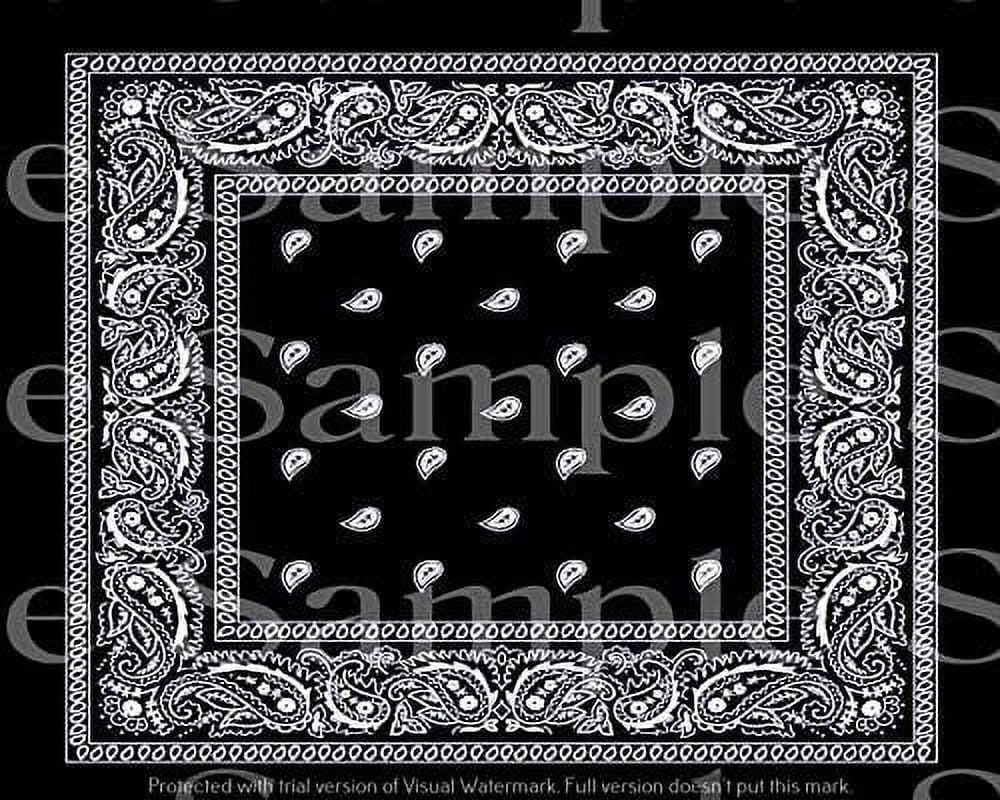 Black Paisley Bandanna Birthday Edible Icing Image Cake Topper, by Tnct.